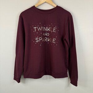 Apt. 9 Twinkle & Sparkle Burgundy Crewneck Sweatshirt Womens Size M